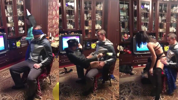 Russische papa geniet van een stripper in het bijzijn van zijn koters