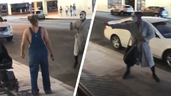Ondertussen in Las Vegas: Hillbilly heeft mot met gemaskerde ochtendjas