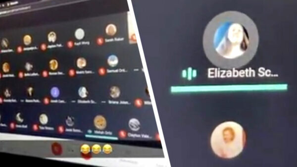 Klasgenoot Elizabeth vergat even haar mic te muten tijdens de online les