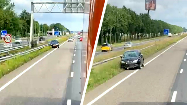Slingerende automobilist in Noord-Brabant jankt hem volle bak de berm in