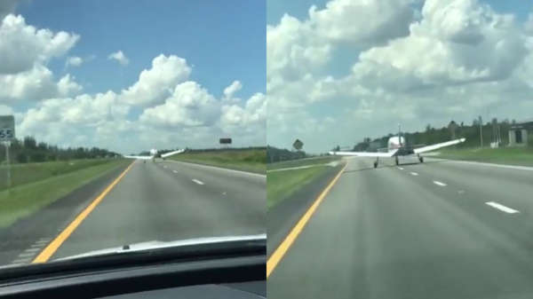 Klein vliegtuigje zit zonder benzine en maakt noodlanding op snelweg in Florida