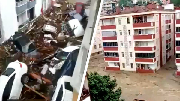 Gigantische overstromingen in het Zwarte Zee-gebied van Turkije na zware regenval