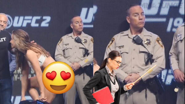 Uit de oude doos: politieagent probeert niet naar de derrière van ﻿Miesha Tate te kijken