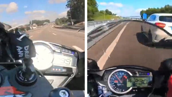 Snelheidsduivel klapt bijna op een auto als hij met 300 over snelweg jankt