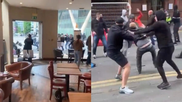 Bezoekers van koffietentje worden op een ruzie tussen voetbalfans getrakteerd