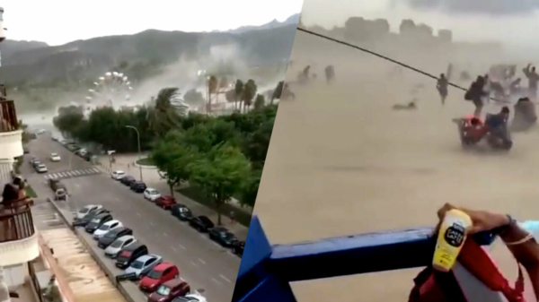 Reuzenrad in Spaanse stad Gandia valt om door sterke windstoten