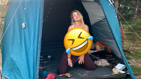 De ogenschijnlijk koude en weinig glamoureuze kampeersessie van Geraldine Kemper