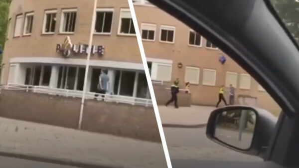 Man doet dappere poging om ramen van politiebureau Oss in te gooien
