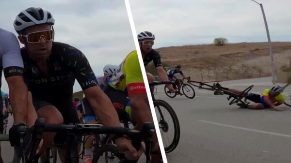Wielrenner heeft nogal bijzondere manier om de concurrentie uit te schakelen
