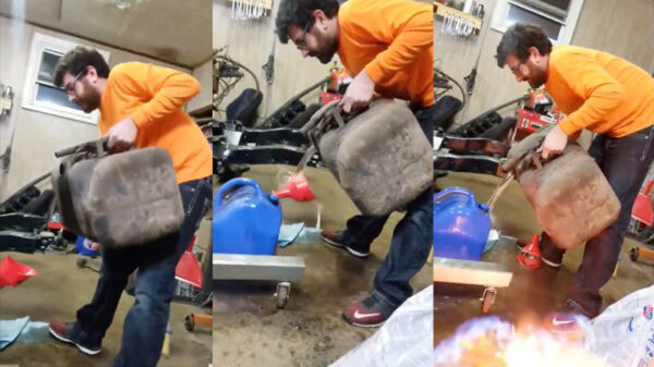 Een jerrycan met benzine vullen is nog knap lastig in je eentje