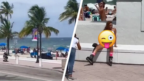 Schatje, ik heb alleen de zee gefilmd hoor... Verder niets!