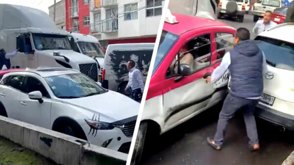 Bezopen Mexicaanse vrachtwagenchauffeur veroorzaakte ongelukken en probeert te ontsnappen