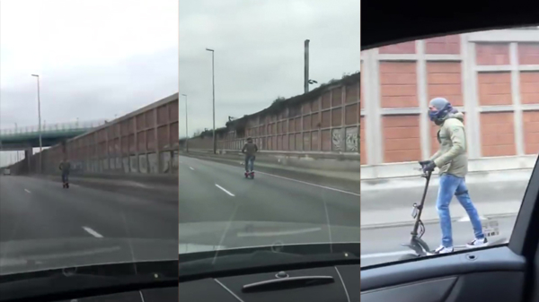 Fransoos jaagt met 90 km/u op zijn elektrische step over de snelweg