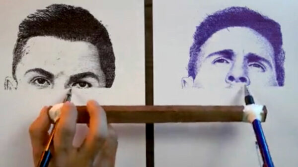 Heb je Messi en Ronaldo wel eens tegelijk getekend?