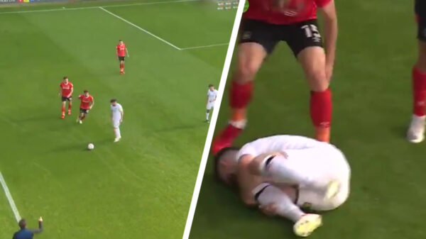 Henri Lansbury doet niet eens poging de bal te raken in allerlompste tackle aller tijden