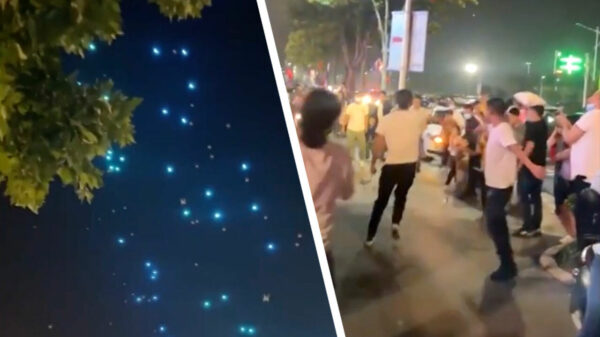 Geen vallende sterren, maar hightech drones die in China uit de lucht kwamen zetten