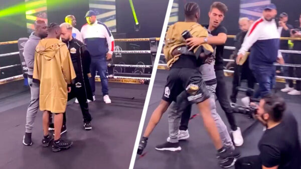 Staredown tussen Ta Joela en Toumi Wail bij Boxing Influencers loopt uit de hand na kopstoot(je)