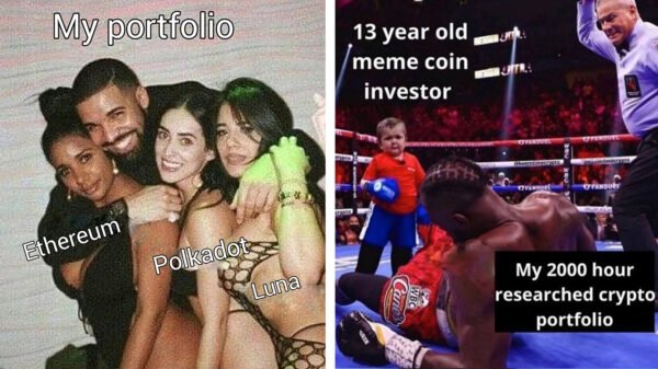 32 grappige cryptomemes die de pijnlijke  prijsdaling van de afgelopen 24 uur een klein beetje verzachten