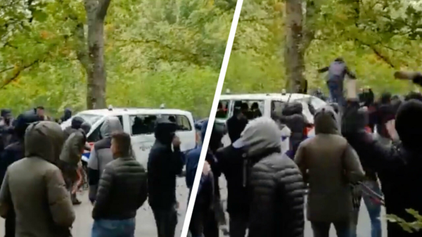 Politiebusjes gesloopt door groepje hooligans na de wedstrijd tussen NEC - Vitesse