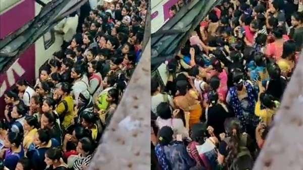 Dringen geblazen op station in India voor overvolle vrouwencoupé