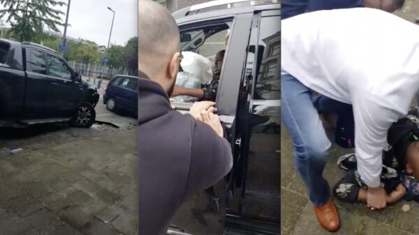 Verdwaasde man rijdt met zijn Ford Ranger diverse auto's total loss in Rotterdam