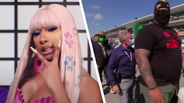 F1-legende Martin Brundle aan de kant geduwd door enorme beveiliger Megan Thee Stallion