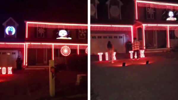 Knutselkoning baseert zijn Halloweenversiering op Red Light Green Light uit Squid Game