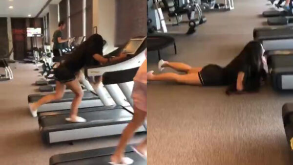 Gewoon een heerlijke faceplant op een loopband