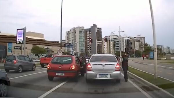Tijdens een Braziliaanse road rage wordt er vooral hard met deuren geslagen