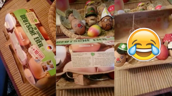 Duitser is behoorlijk creatief met zijn verse eitjes geweest