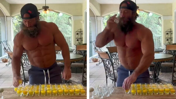 Spierbundel werkt 50 rauwe eieren in 2,5 minuut naar binnen