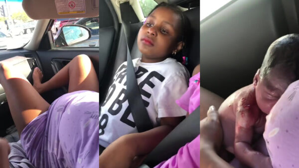 Een kind ter wereld brengen kan blijkbaar prima in een rijdende auto