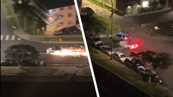 Wegpiraat laat een spoor van vernieling achter tijdens achtervolging in Honolulu