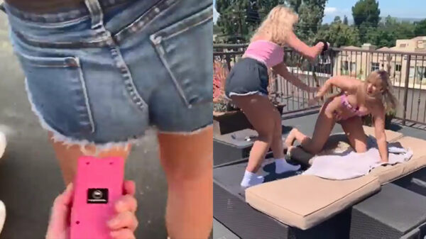 Lollige vriendinnen houden een pijnlijke prankoorlog met een taser