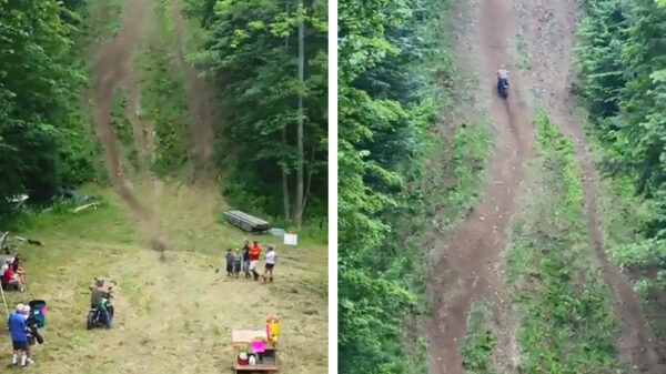 Eindbaas op streetbike geeft motorcrossers een lesje hill climb