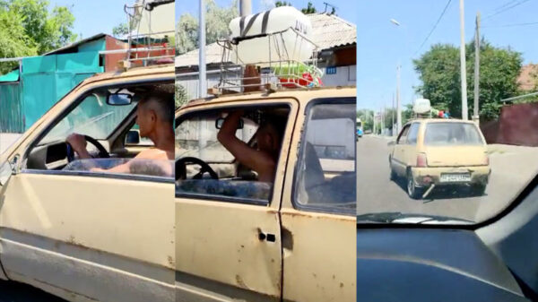 Stoer man, airco in je auto. Ik heb een chille douche!