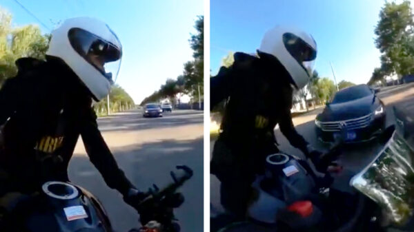 Motorrijder maakt inschattingsfout en vliegt een stukje over de motorkap