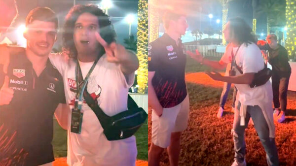 Gênant: Ali B valt Max Verstappen vlak na de race lastig met een spontane freestyle
