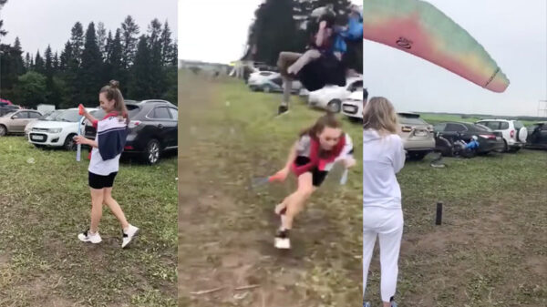 Parachutisten plegen gerichte aanslag op bellenblazend meisje