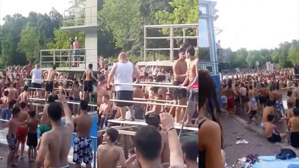 Video: "gezin in zwembad Duitsland bedreigd door 400 jongeren"
