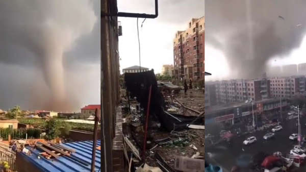 Tornado houdt genadeloos huis in het Chinese Kaiyuan