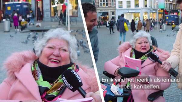 Oma in haar scootmobiel lust er wel pap van