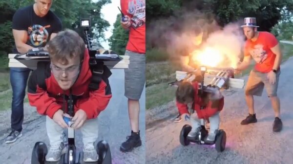 Met Romeinse kaarsen aangedreven onderdeurtje gaat voor snelheidsrecord op het land