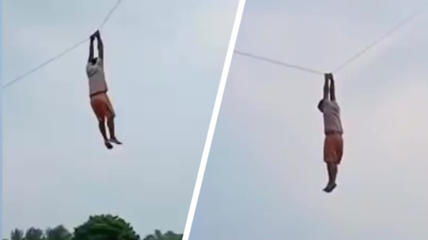 Sri Lankaans ventje wordt door vlieger zo'n 15 meter de lucht in geslingerd