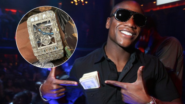 Floyd Mayweather patsert met zijn horloge ter waarde van 16 miljoen euro