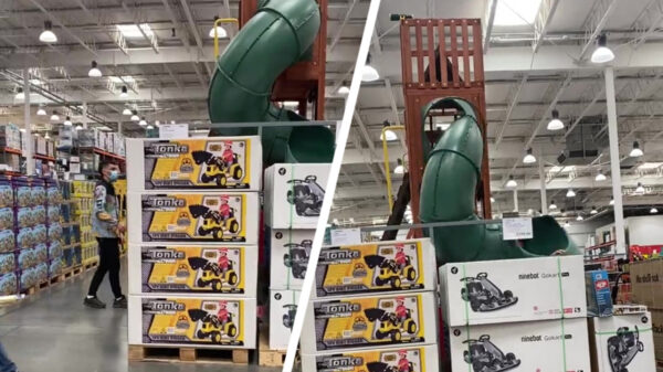 Glijbaantje testen in een winkel loopt bijzonder pijnlijk af