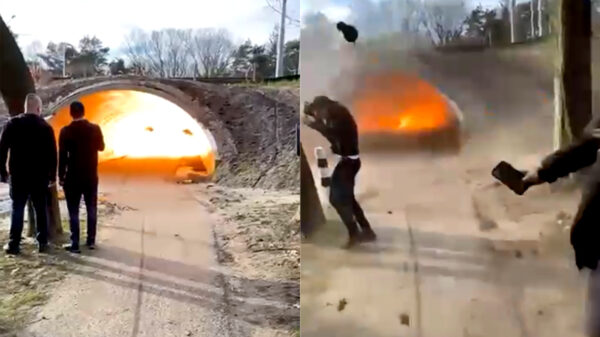 Illegaal vuurwerk in een tunnel afsteken veroorzaakt een bizarre explosie