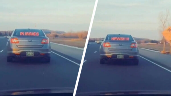 Amerikaanse automobilist brengt dankzij lichtkrant het brekende nieuws rond