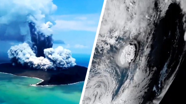 Tonga compleet offline na gigantische vulkaanuitbarsting in het water
