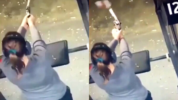 Met deze dame op de schietbaan ben je je leven niet zeker